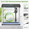 Fish Tank, 3 Gallon Glass Aquarium, 3 in 1 Fish Tank with Filter and Light, Desktop Small Fish Tank for Betta Fish, Shrimp, Goldfish (Black, 3Gallon)