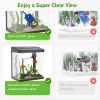 Fish Tank, 3 Gallon Glass Aquarium, 3 in 1 Fish Tank with Filter and Light, Desktop Small Fish Tank for Betta Fish, Shrimp, Goldfish (Black, 3Gallon)