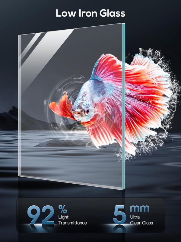 5 Gallon Fish Tank, Low Iron Glass Aquarium Starter Kits with Temperature Digital Display, Betta Fish Tank with No Installation for Beginners and Enthusiasts（White）