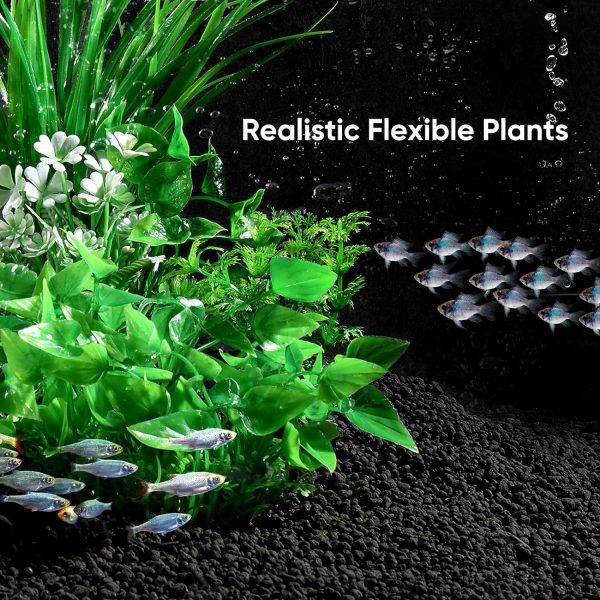 Fish Tank Decorations, 20PCS Green Aquarium Plants Decor for Betta Goldfish Hideout, Large Plastic Plants Decor Accessories